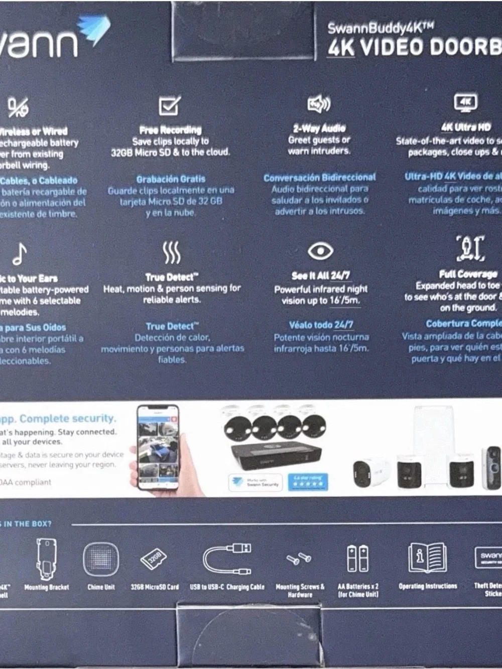 Swann - Buddy 4K UHD Wireless Video Doorbell & Chime, New, Sealed!